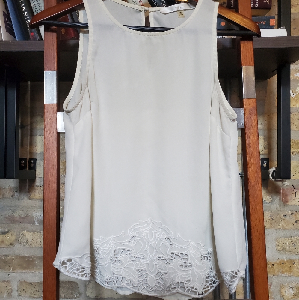 Delicate lace semi-sheer tank top